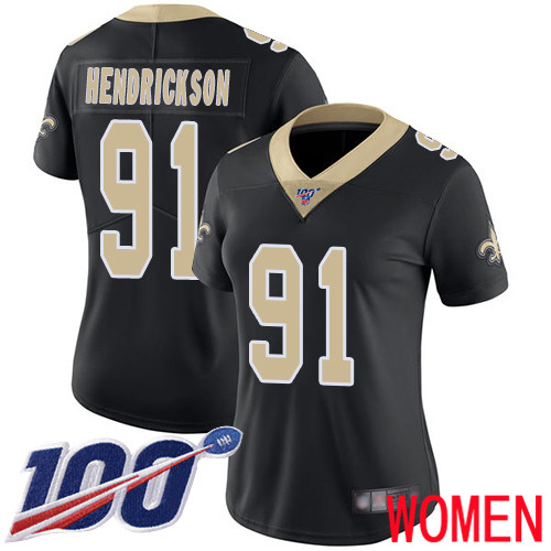 New Orleans Saints Limited Black Women Trey Hendrickson Home Jersey NFL Football #91 100th Season Vapor Untouchable Jersey